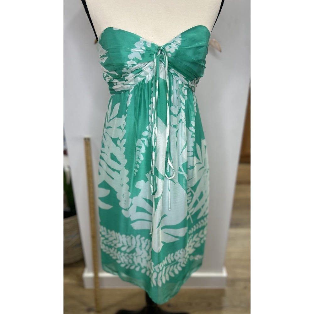 Milly of new york 100% silk summer beachy halter Size 4  Green color dress‎